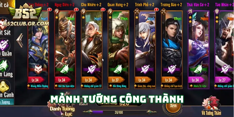 Mảnh Tướng Công Thành hướng dẫn xây dựng đội hình mạnh